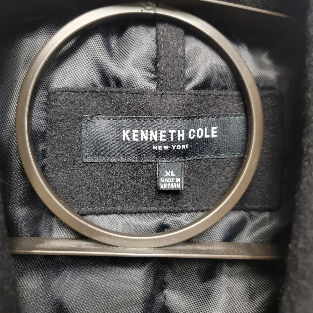 Kenneth Cole Soid Black Wool Blend Topcoat Mens Size XL